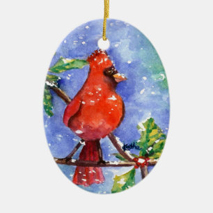Ovale En Céramique Ornement cardinal rouge