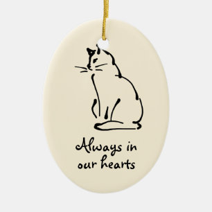Ovale En Céramique Ornement commémoratif de chats personnalisable