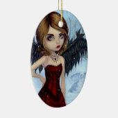 Ovale En Céramique Ornement "d'anges de neige" (Droite)