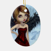 Ovale En Céramique Ornement "d'anges de neige" (Dos)