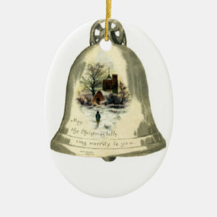 Ovale En Céramique Ornement de Bell de Noël
