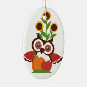 Ovale En Céramique Ornement de conception de hibou (Droite)