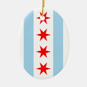 Ovale En Céramique Ornement de drapeau de Chicago