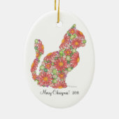 Ovale En Céramique Ornement de Kitty de Noël (Dos)