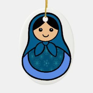 Ovale En Céramique Ornement de Matryoshka de flocon de neige