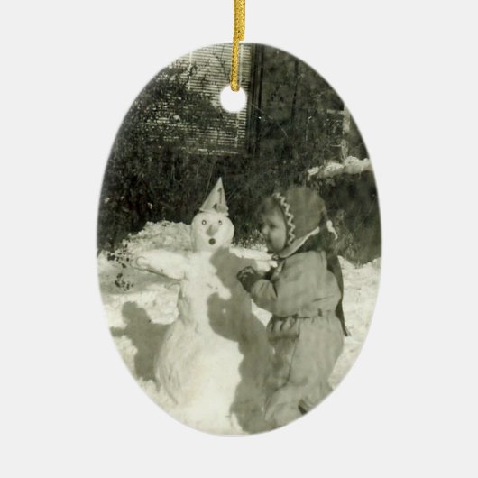 Ovale En Céramique Ornement de neige (Devant)