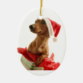 Ovale En Céramique Ornement de teckel de Noël (Devant)