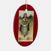 Ovale En Céramique Ornement de Thanksgiving Vintage Lady Pèlerin (Droite)