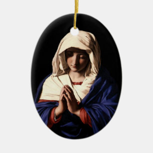 Ovale En Céramique Ornement de Vierge Marie