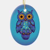 Ovale En Céramique Ornement d'ovale de lune bleue de hibou de H00t (Dos)