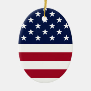 Ovale En Céramique Ornement du drapeau américain