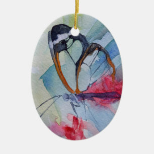 Ovale En Céramique Ornement du papillon 10