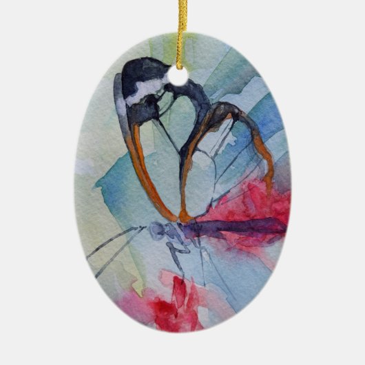 Ovale En Céramique Ornement du papillon 10 (Devant)