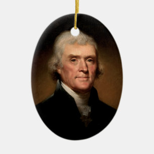 Ovale En Céramique Ornement du Président Thomas Jefferson