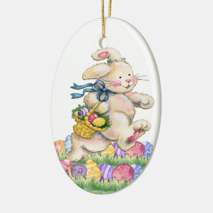 Ovale En Céramique Ornement exclusif du lapin de Pâques