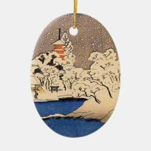 Ovale En Céramique Ornement japonais vintage de Noël