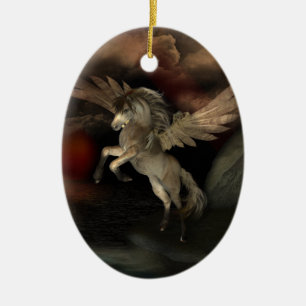 Ovale En Céramique Ornement personnalisé du Pegasus