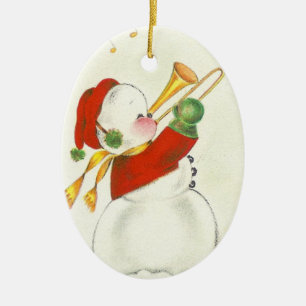 Ovale En Céramique ornement vintage d'ovale de Noël de bonhomme de