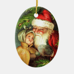 Ovale En Céramique Ornement vintage du père noël