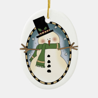 Ovale En Céramique Un joli ornement de bonhomme de neige