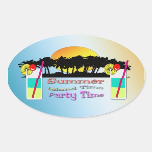 Ovale Été - Sticker pour l'heure de fête (Devant)