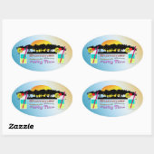 Ovale Été - Sticker pour l'heure de fête (Feuille)