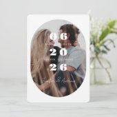 Ovale fancy lijst save the date (Staand voorkant)