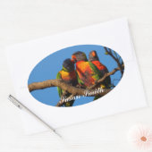 Ovale foto-sticker met naam - Rainbow Loriket Ovale Sticker (Envelop)