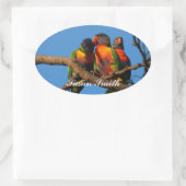 Ovale foto-sticker met naam - Rainbow Loriket Ovale Sticker (Tas)