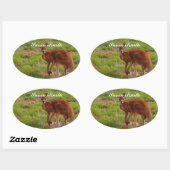 Ovale foto sticker met naam - rode kangoeroe (Vel)