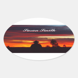Ovale foto-sticker met naam - uitgaande zonsonderg sticker