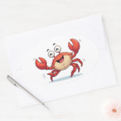 Ovale Funny Dancing Crab Cartoon Art Sticker (Enveloppe)