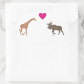 Ovale Giraffe Moose Love Oval Sticker petit (Sac)