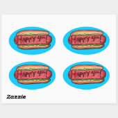 Ovale Happy 4th hotdog sticker (Feuille)