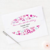 Ovale Happy Flower Merci Sticker Anniversaire (Enveloppe)