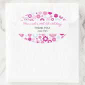 Ovale Happy Flower Merci Sticker Anniversaire (Sac)