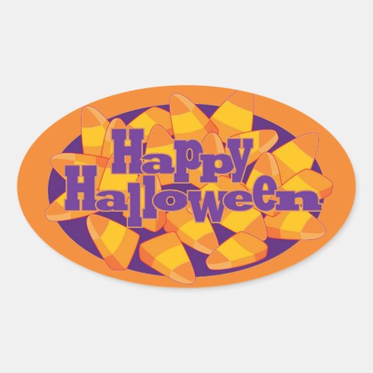 Ovale Happy Halloween Sticker (Devant)