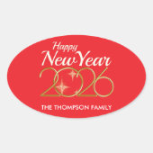 Ovale Happy New Year 2026 Personalized Oval Sticker (Devant)