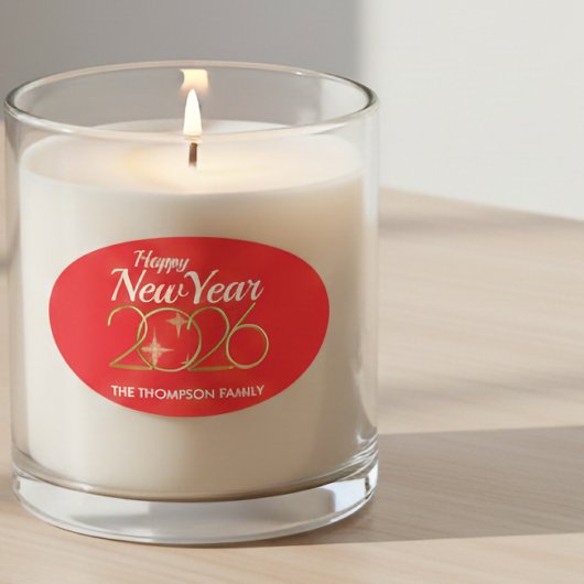 Ovale Happy New Year 2026 Personalized Oval Sticker