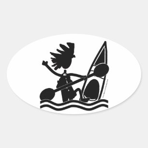 Ovale Happy Paddle Kayak Oval Sticker