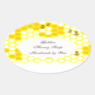 Ovale Honey Bee Honeycomb Art éditable Oval Sticker