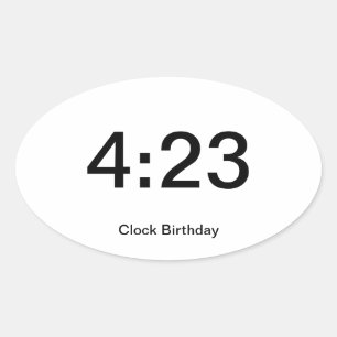 Ovale Horloge Sticker Anniversaire 4:23