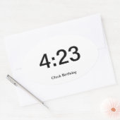 Ovale Horloge Sticker Anniversaire 4:23 (Enveloppe)