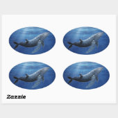 Ovale Humpback Whale Ocean Sticker (Feuille)
