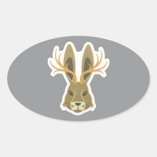 Ovale Jackalope, Vinyl Sticker (Devant)