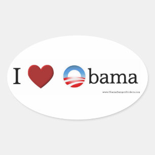 Ovale J'adore Obama Oval Sticker