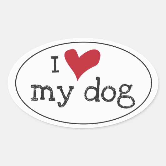 Ovale J'Aime Mon Sticker Pour Chien (Devant)