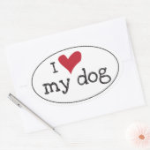 Ovale J'Aime Mon Sticker Pour Chien (Enveloppe)