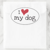 Ovale J'Aime Mon Sticker Pour Chien (Sac)