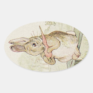 OVALE JOLIMENT RABBIT VINTAGE, BUNNY STICKER ANTIQUE